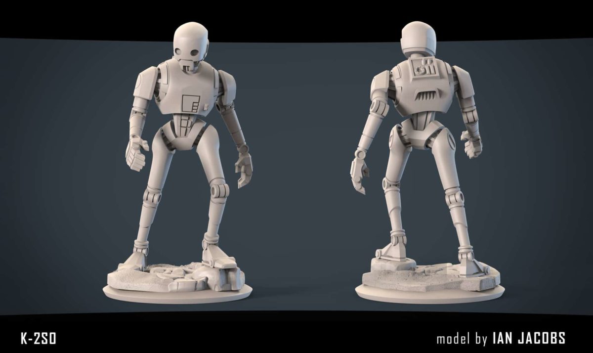 Concept art for canceled K-2SO Rogue One Disney Infinity figure.