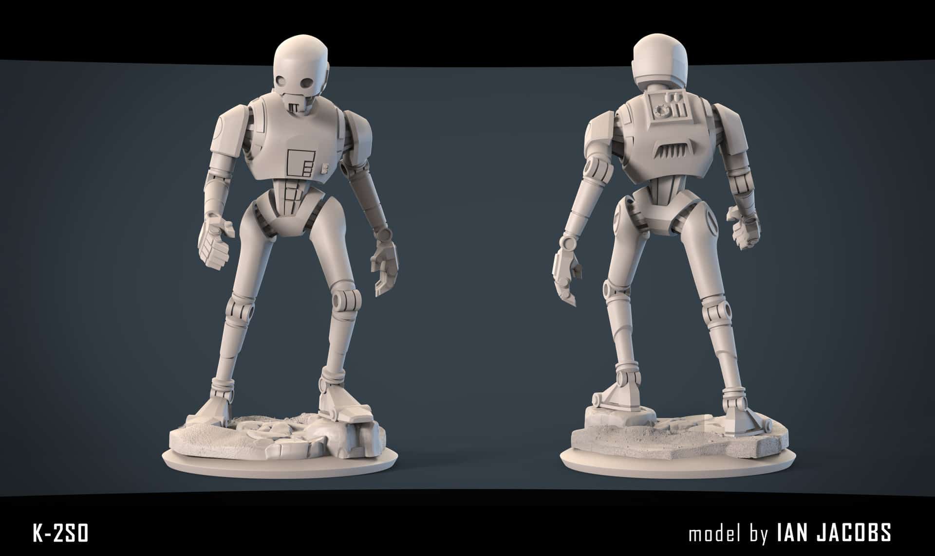 Concept art for canceled K-2SO Rogue One Disney Infinity figure.