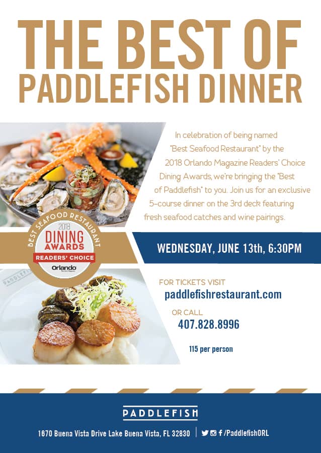 Best of Paddlefish dinner flyer.