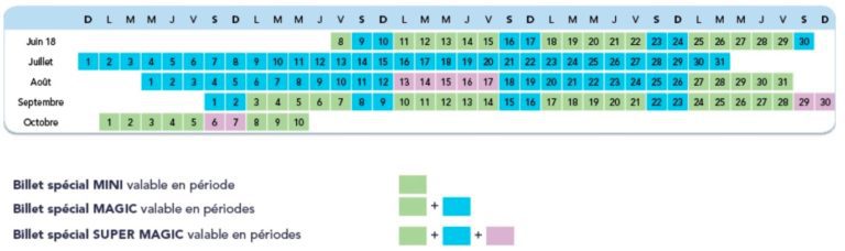 Calender Discount Disneyland Paris summer 2018