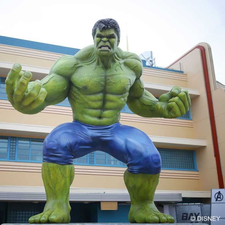 The Hulk Statue at Production Courtyard at Walt Disney Studios at Disneyland Paris, for the Marvel Summer of Super Heroes 2018.
