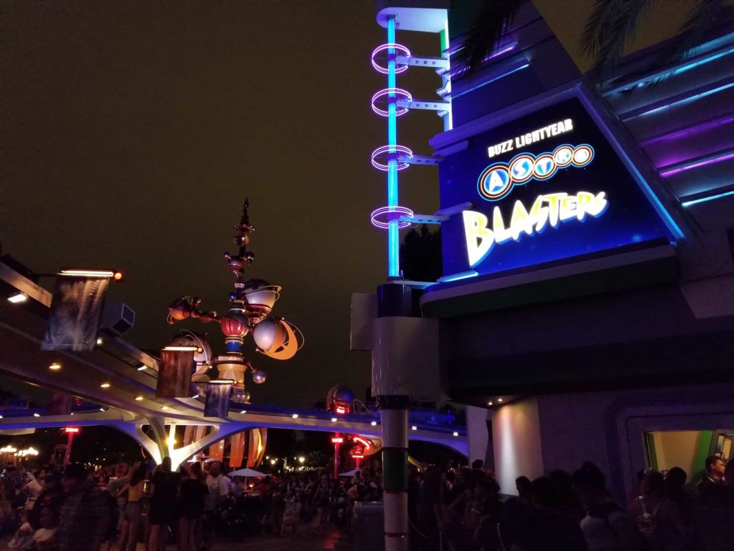 Disneyland Buzz Lightyear Astro Blasters at night