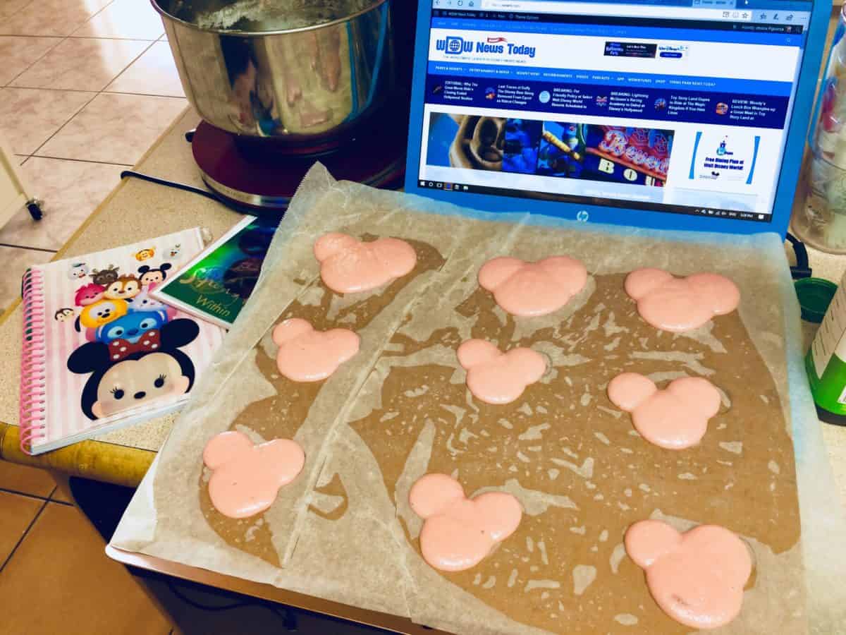 Piped Mickey Macaron shells