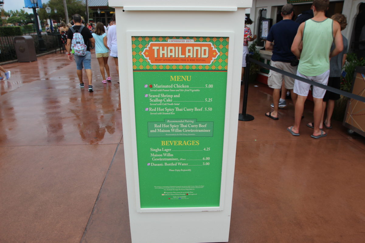 Epcot Food & Wine 2018 &ndash; Thailand Menu