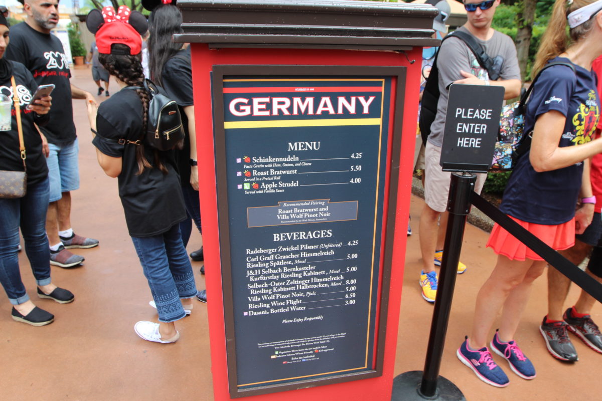 Epcot Food & Wine 2018 &ndash; Germany Menu