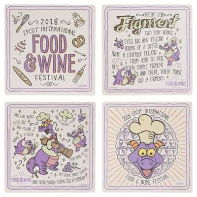 Epcot International Food and Wine Festival 2018 Figment Coaster Set