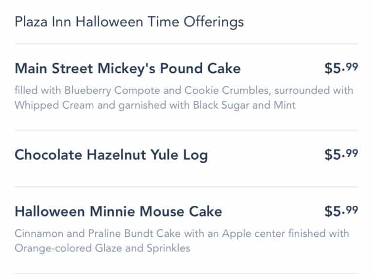 Plaza Inn Halloween Time Menu