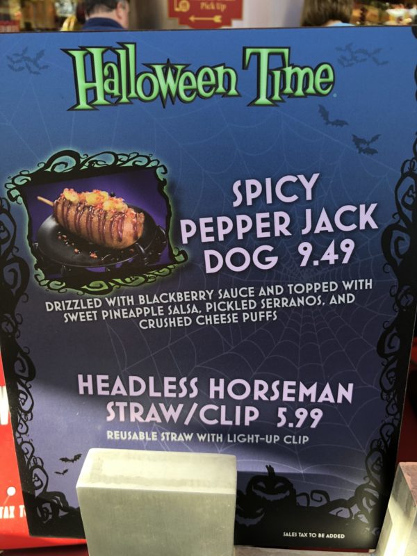 Spicy Pepper Jack Dog at Corn Dog Castle sign