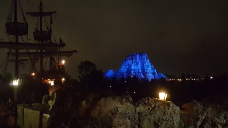 Adventure Isle at Shanghai Disneyland by night