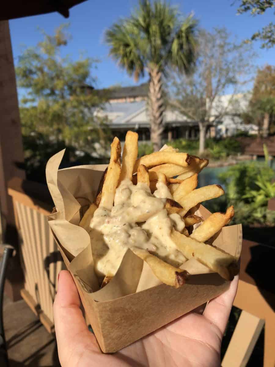 D-Luxe Burger Disney springs breakfast French fries sausage gravy