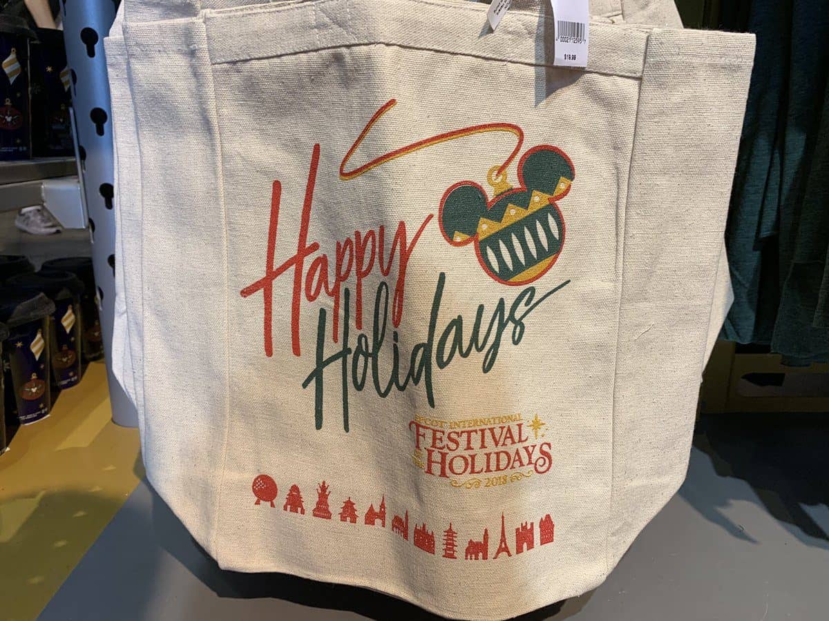  Epcot Festival of the Holidays 2018 Merchandise Holiday Tote $19.99