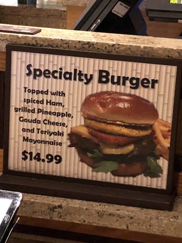 Disney’s polynesian resort Specialty Burger Disney food