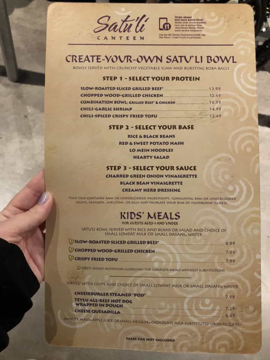 Satu&rsquo;li Canteen menu