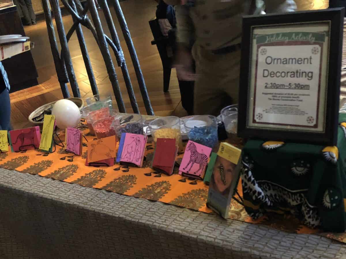 Disney&rsquo;s Animal Kingdom Lodge ornament decorating activity