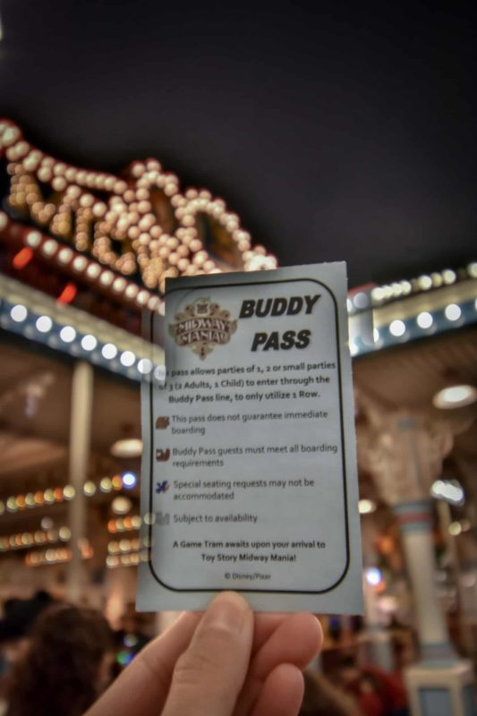 Buddy Pass Card Toy Story Midway Mania
