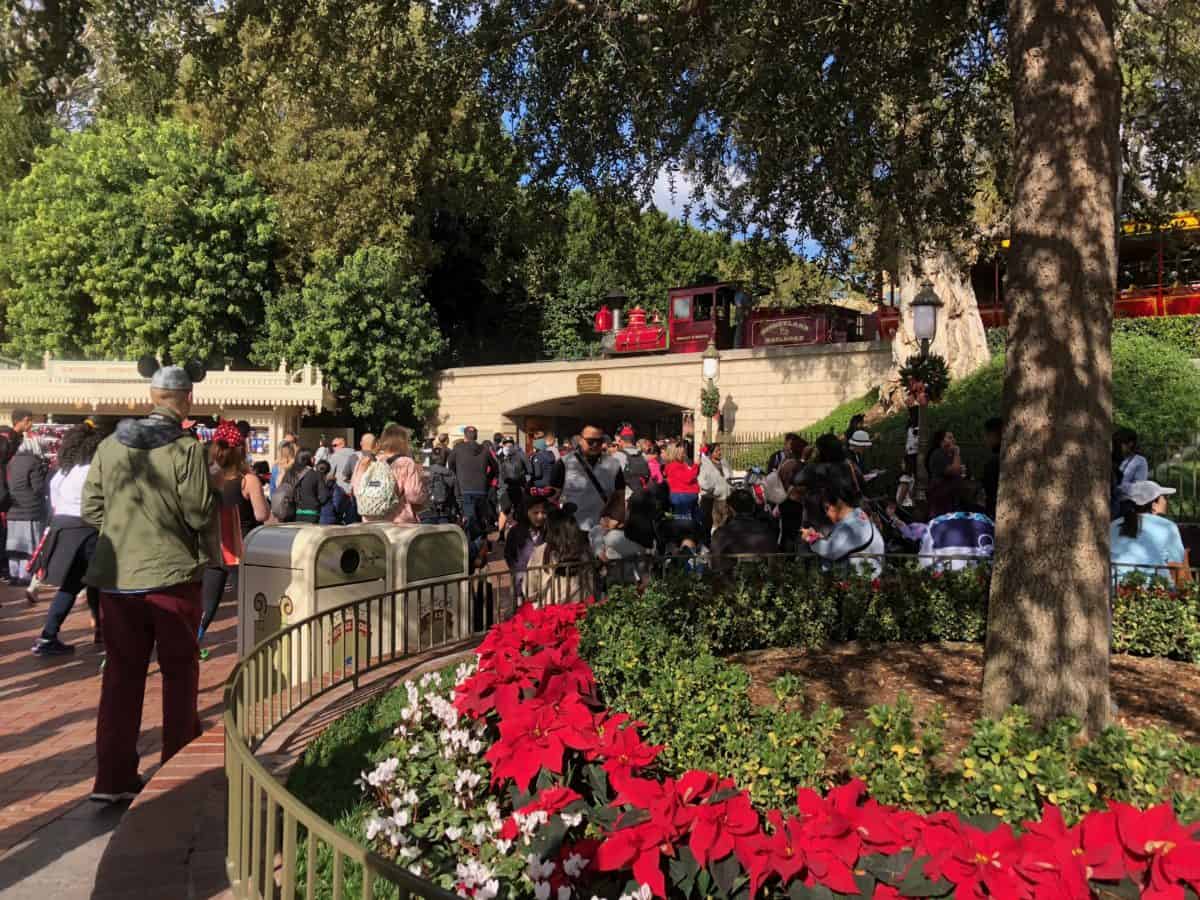disneyland christmas day 2018 city hall crowds wrapped