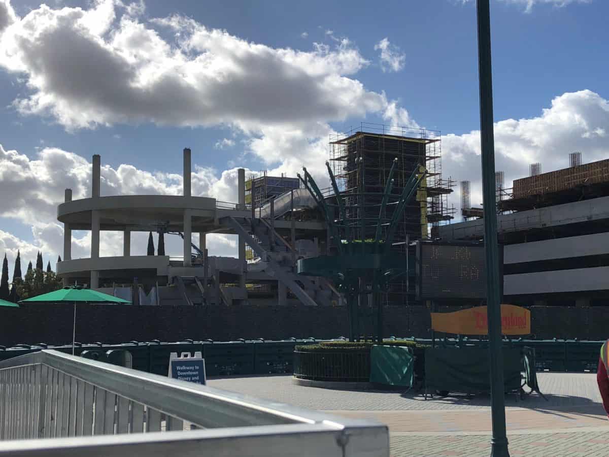 disneyland december 2018 parking garage construction