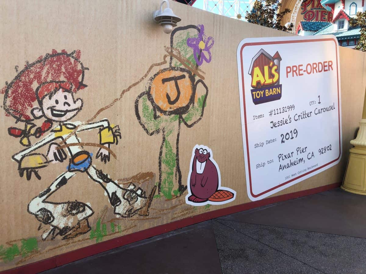 disneyland december 2018 jessie's critter carousel photo wall