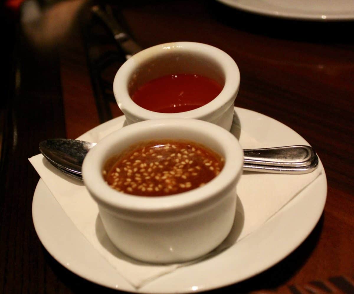 peanut and sweet-n-sour sauces