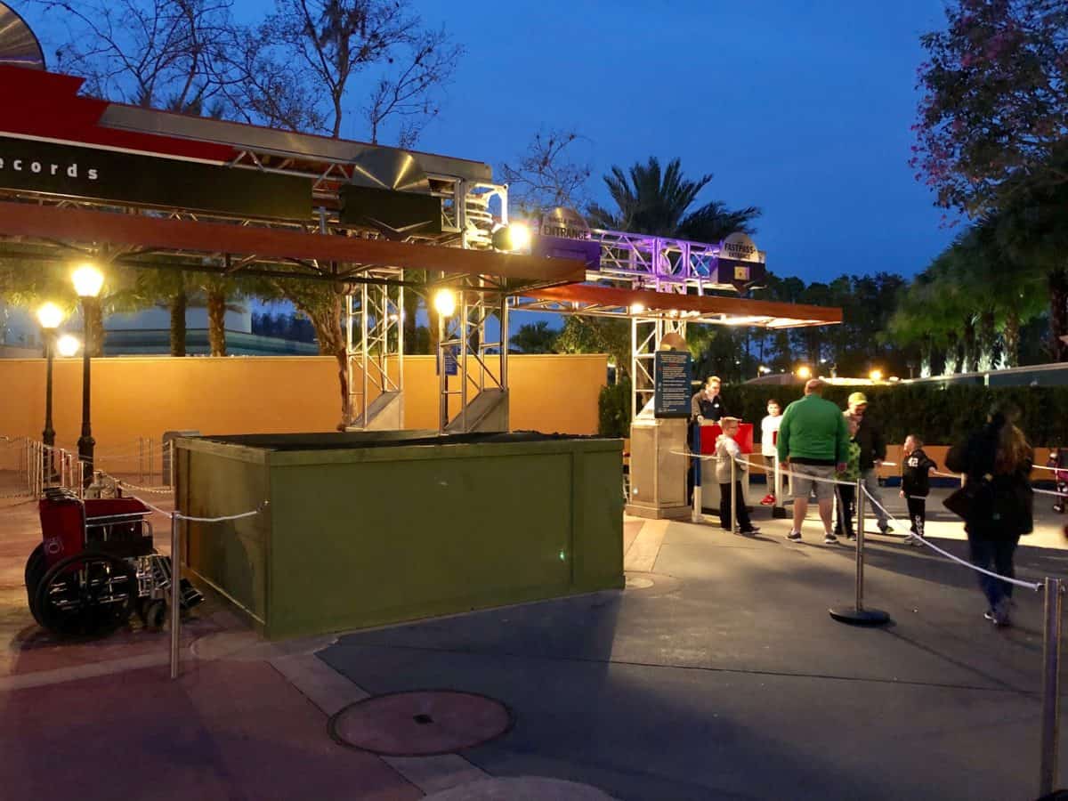 fastpass rock n roller coaster lighting mcqueen racing academy disney's hollywood studios construction