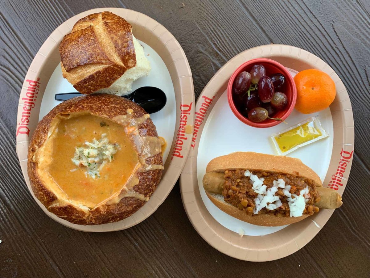 lobster pot pie soup and vegan hot diggity dog harbour galley disneyland resort