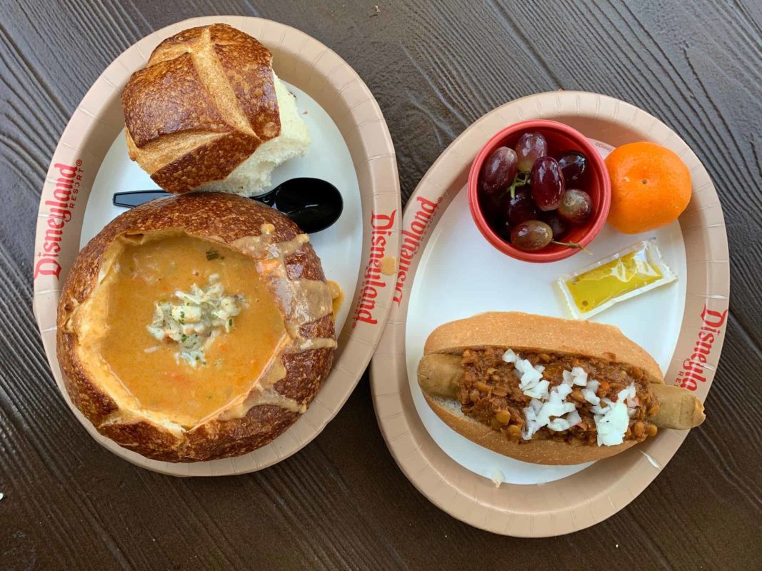 lobster pot pie soup and vegan hot diggity dog harbour galley disneyland resort