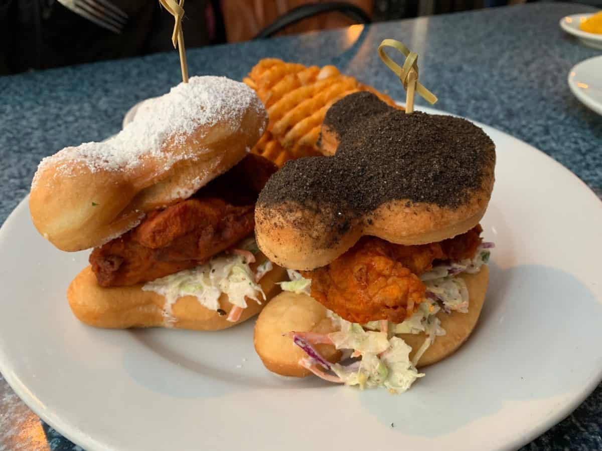 fried chicken and beignets and birthday cake mickey beignets cafe orleans disneyland park