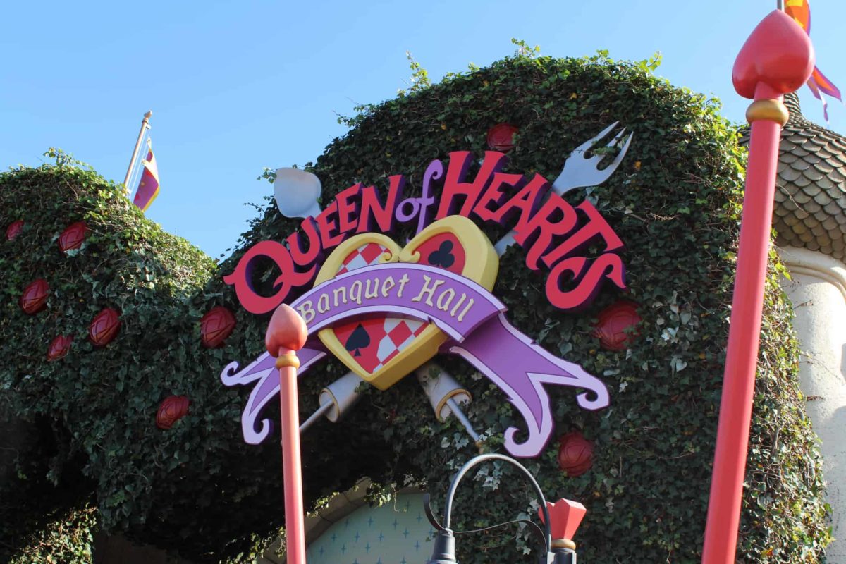 Entrance Sign for the Queen of Hearts Banquet Hall Tokyo Disneyland