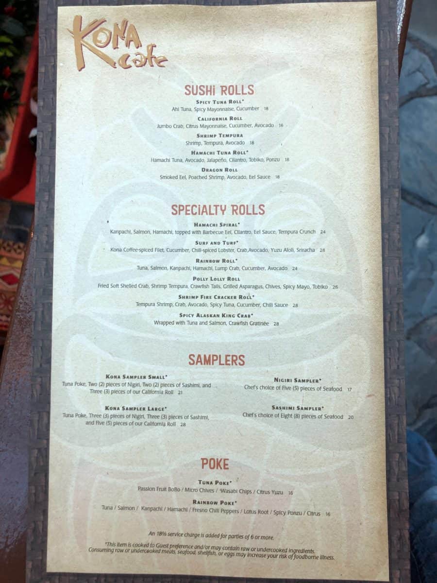 kona menu january 2019