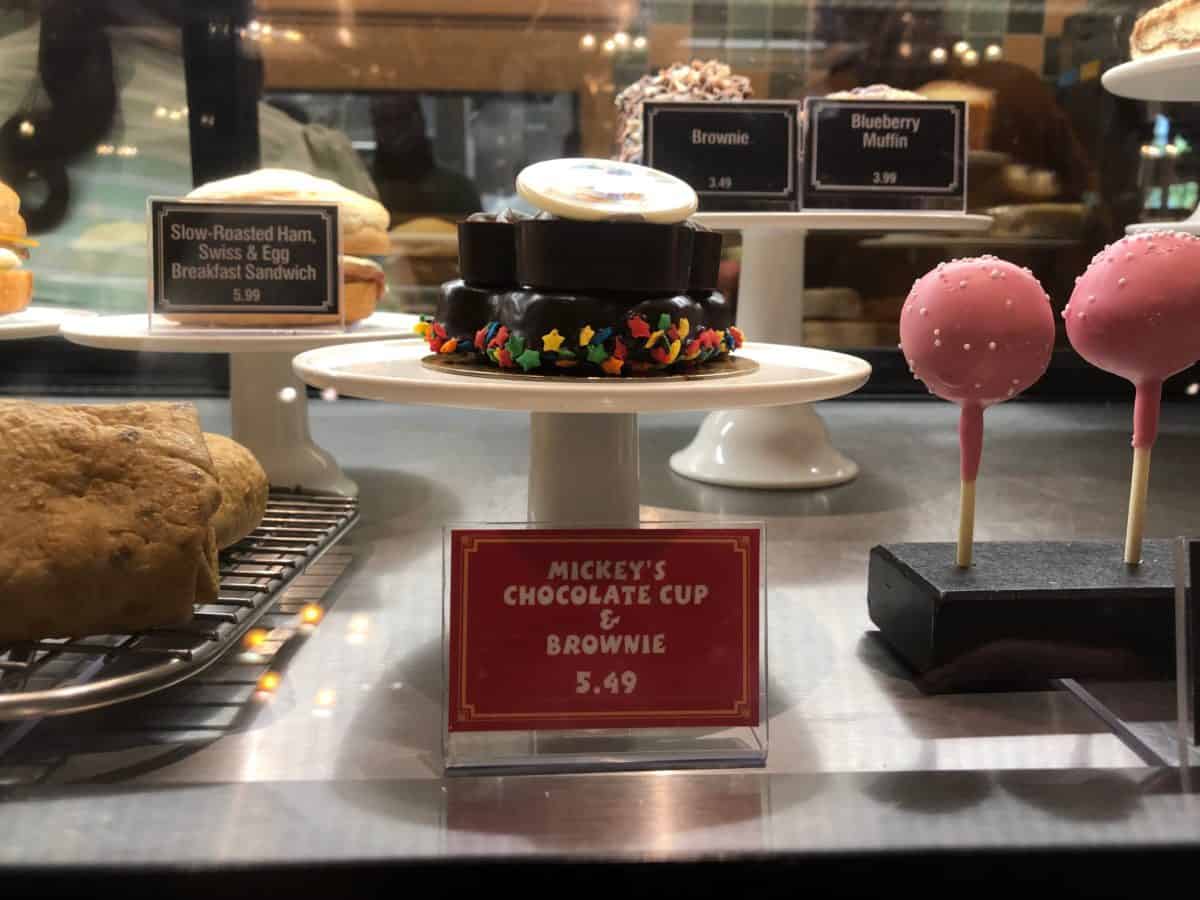 Mickey's Chocolate Cup and Brownie at Fiddler, Fifer & Practical Cafe in Disney California Adventure