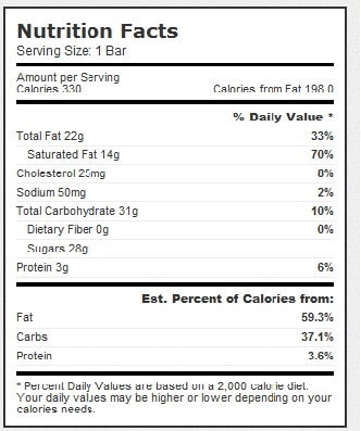 mickey premium park bar nutrition facts