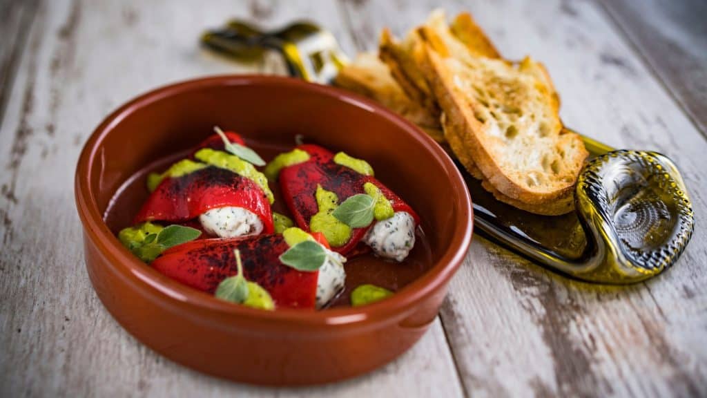 coronado toledo Piquillo Peppers filled with Goat Cheese