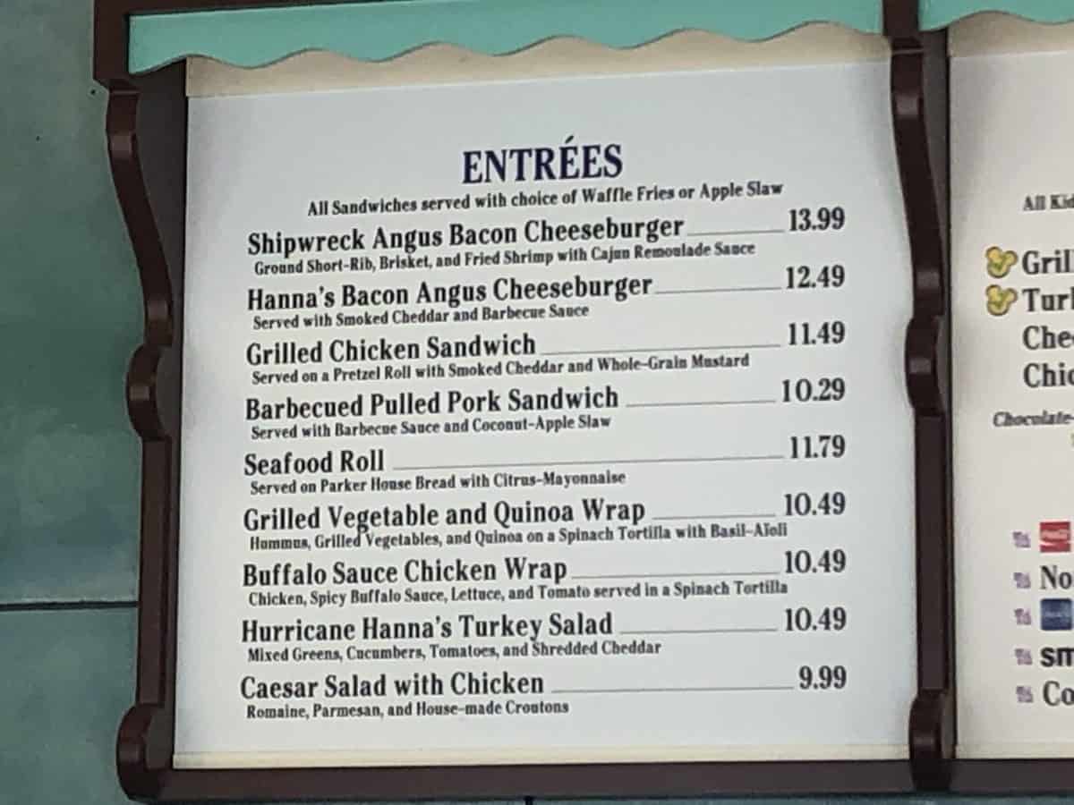Hurricane Hanna’s Menu