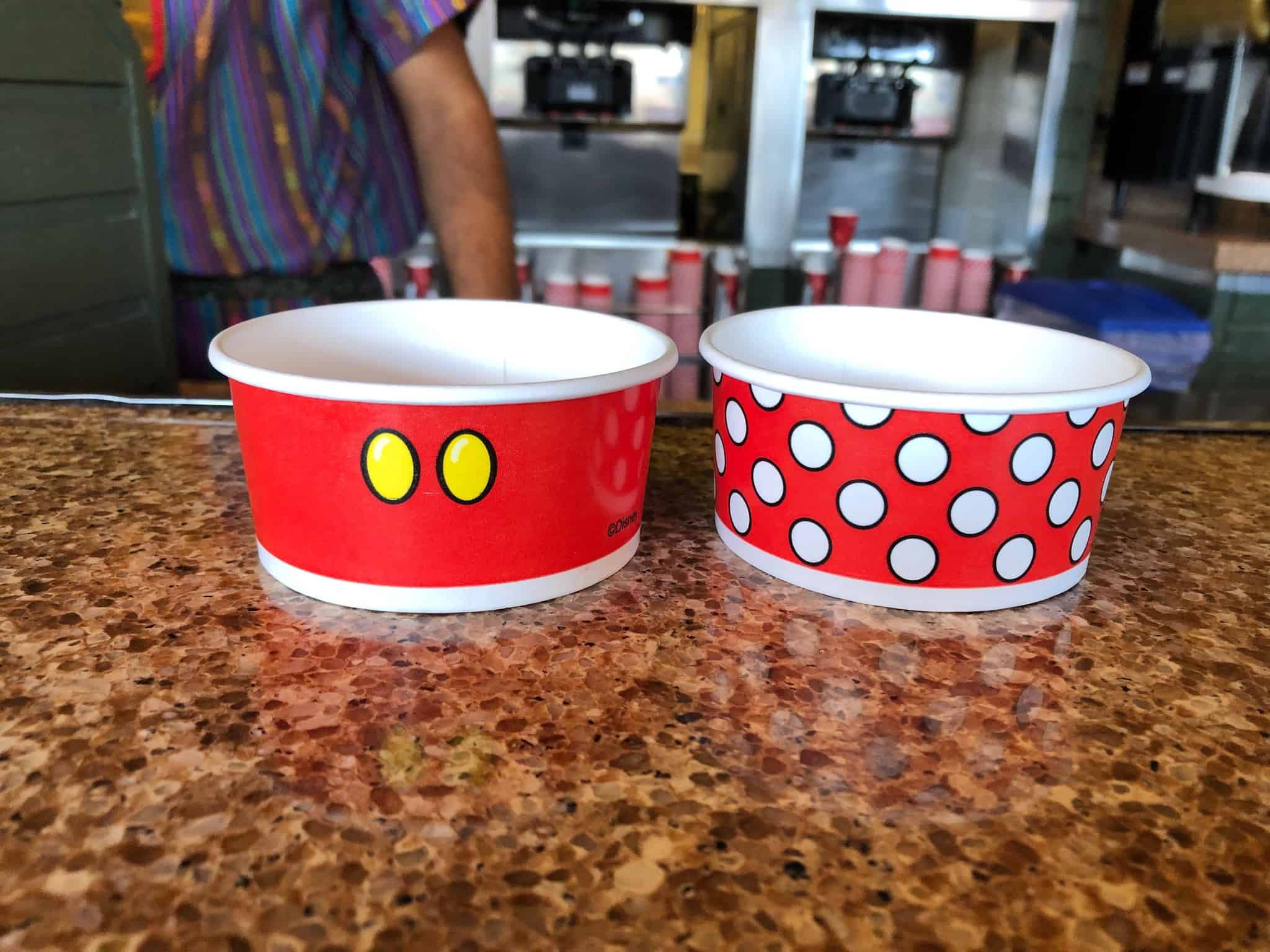 mickey and minnie ice cream cups aloha isle magic kingdom soft serve