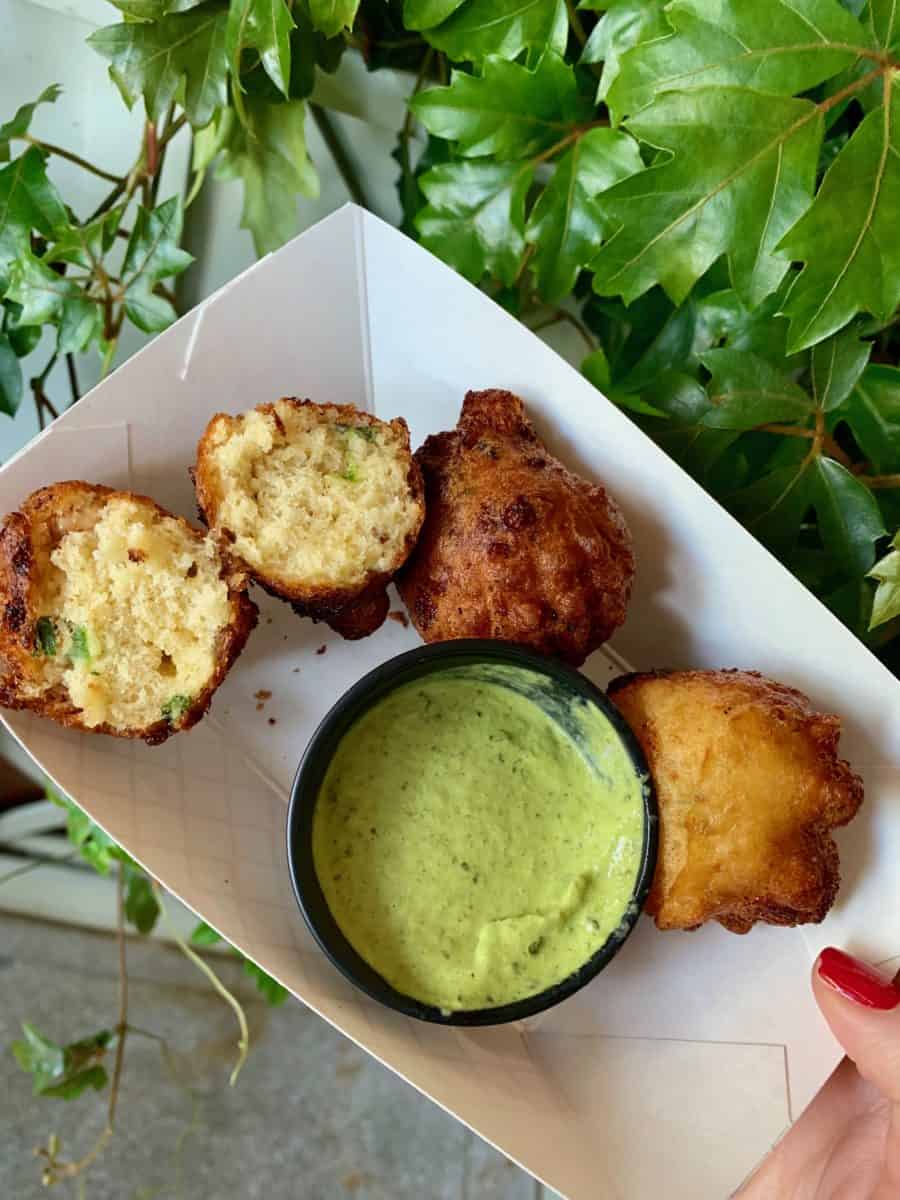 Bacon Cheddar and Green Onion Fritters Get Your Ears On Celebration Disneyland Park