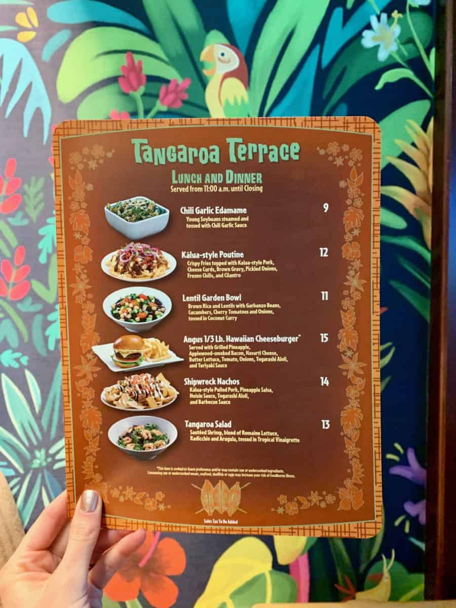 Tangaroa Terrace Menu Disneyland Hotel