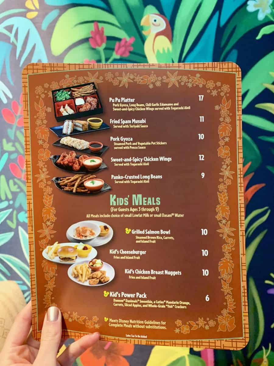 Tangaroa Terrace Menu Disneyland Hotel
