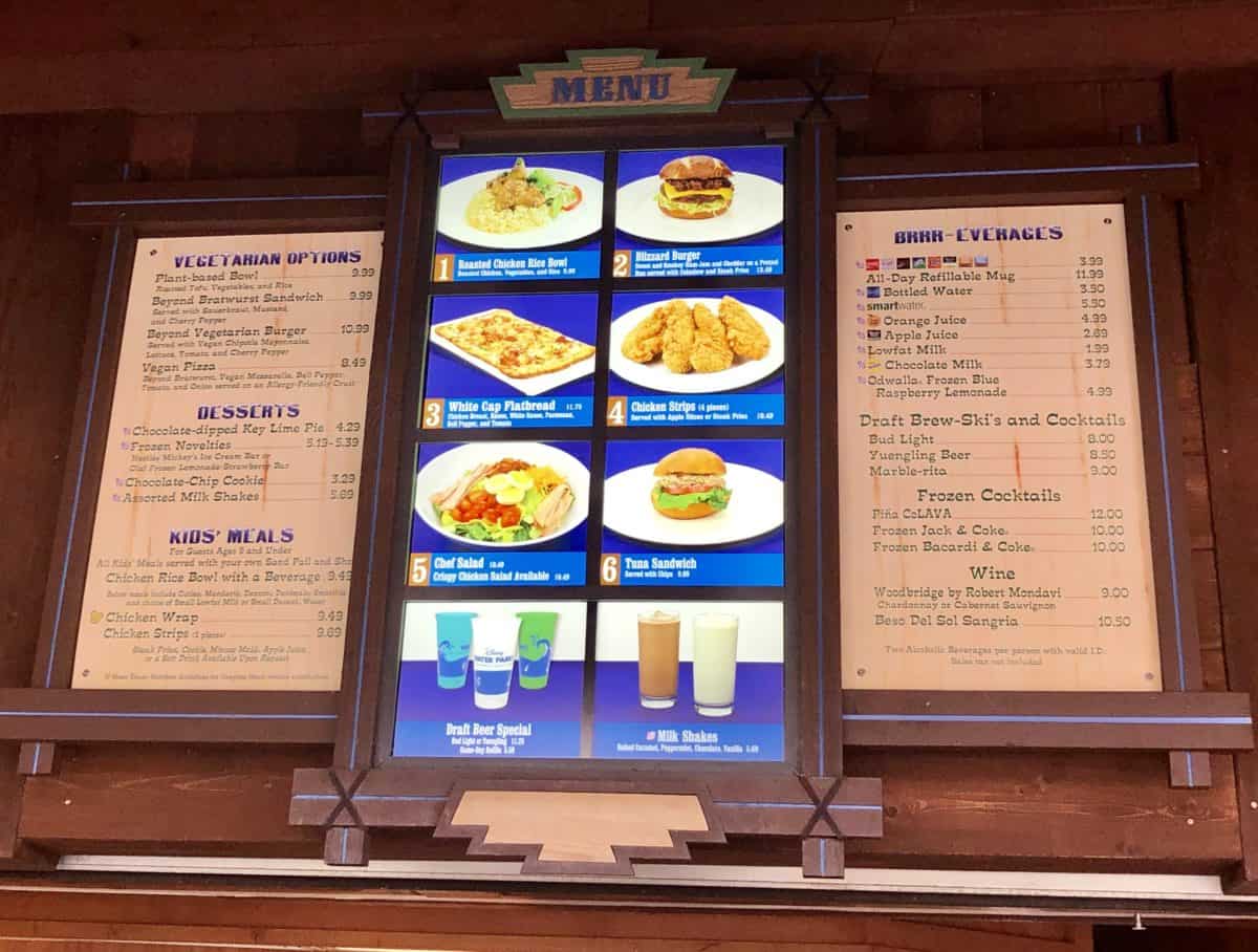 blizzard beach new menu january 2019