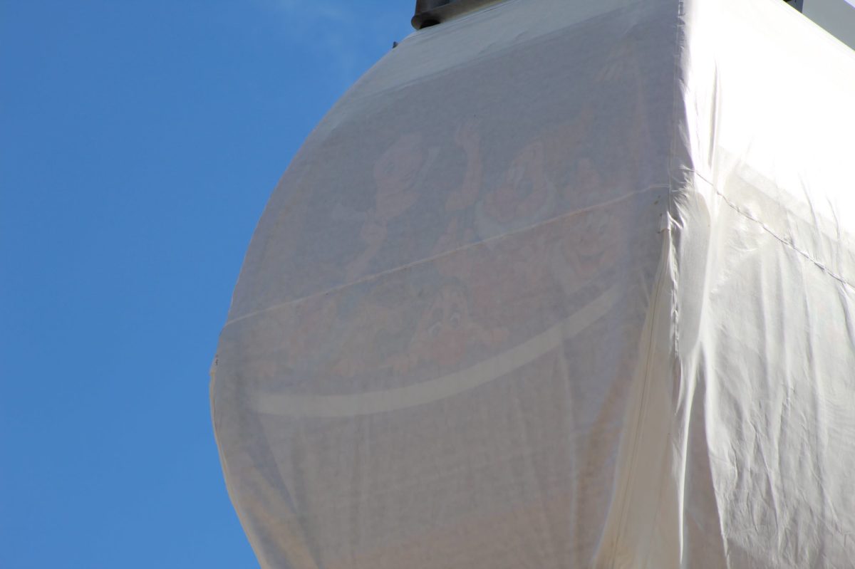 disney skyliner gondolas designs beneath tarps full capacity