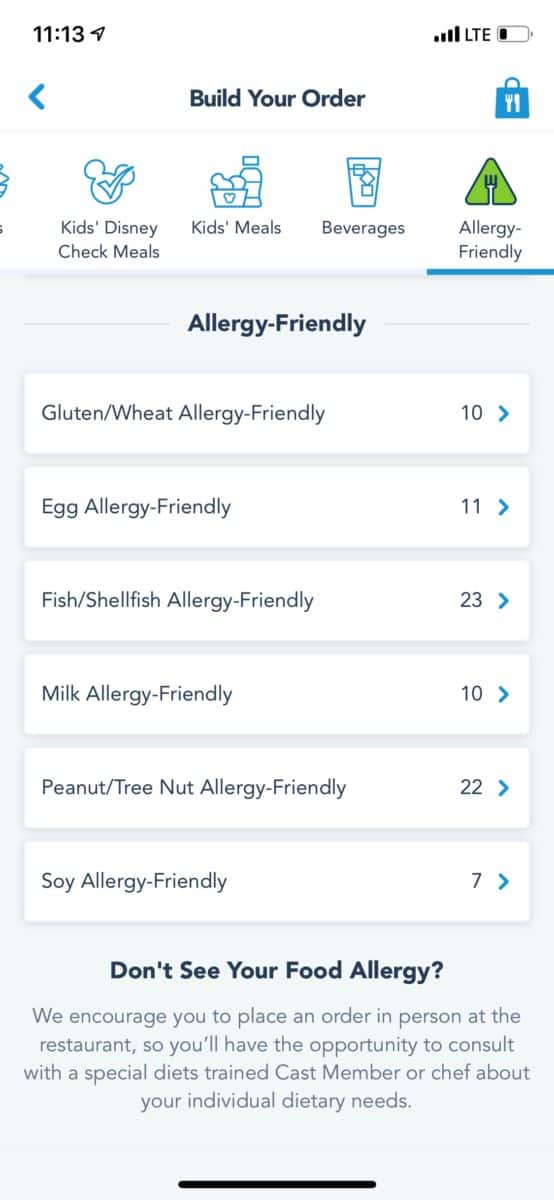 mobile order new interface my disney experience 2019 allergies dining walt disney world