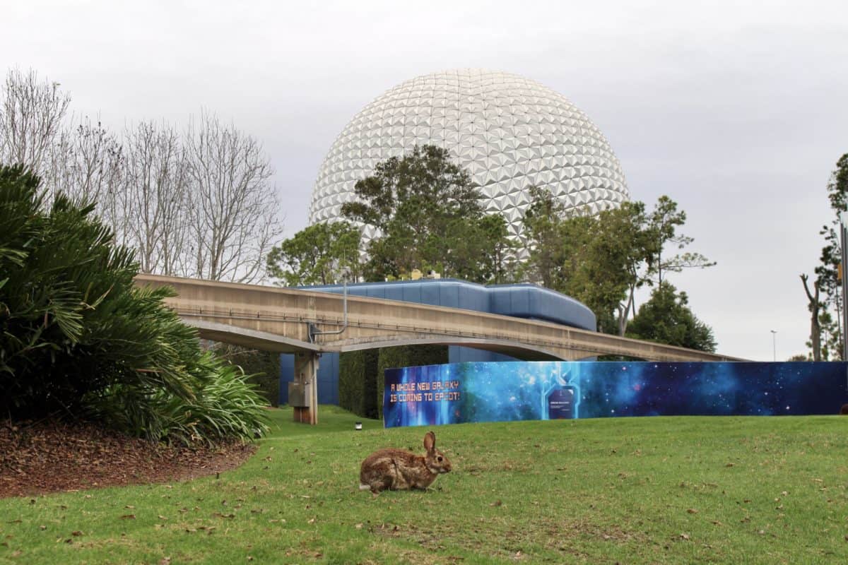 Guardians of the Galaxy coaster construction Epcot spaceship earth