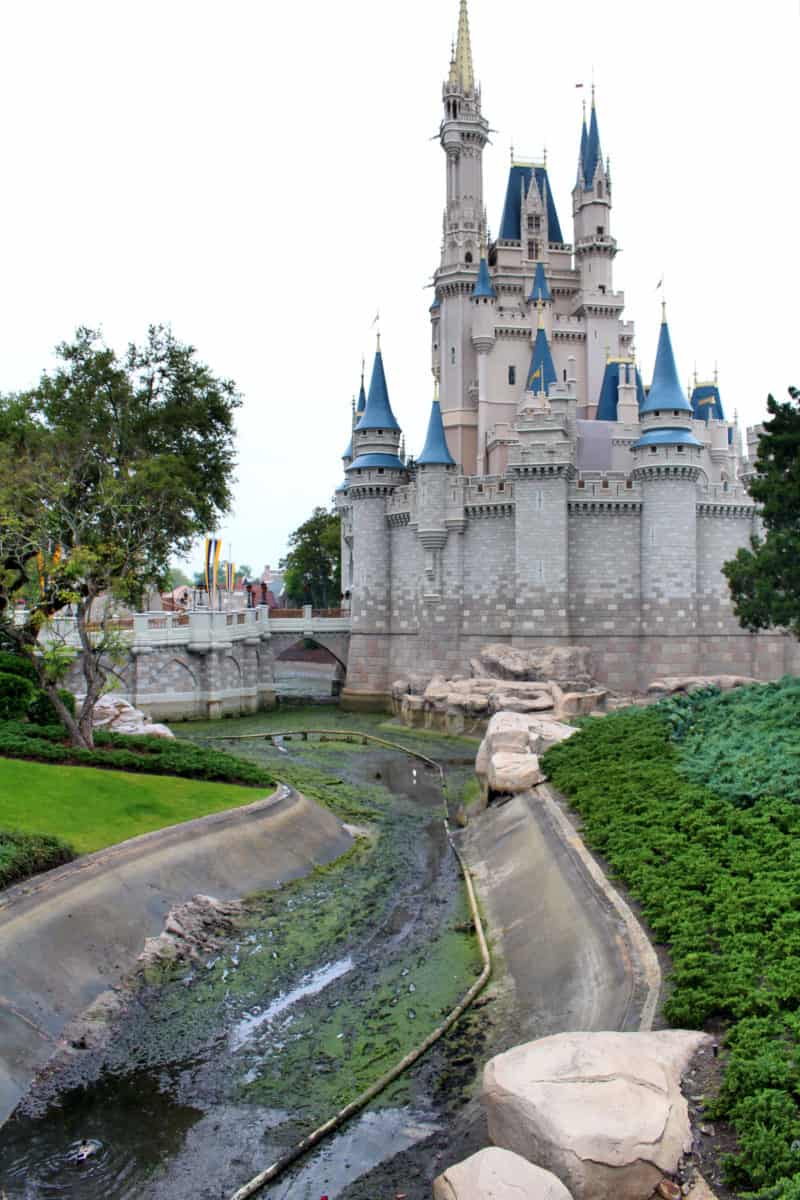 Cinderella Castle moat draining