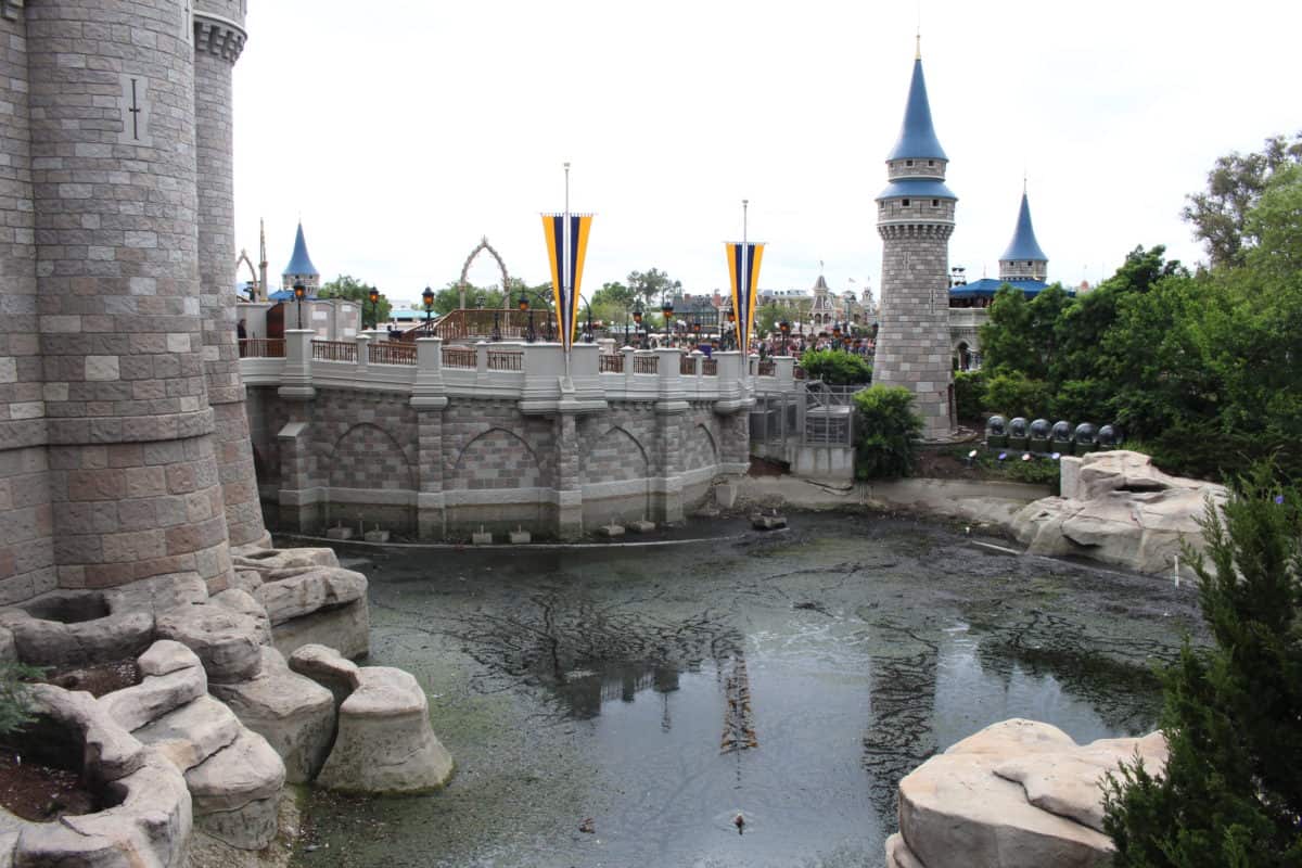 Cinderella Castle moat draining