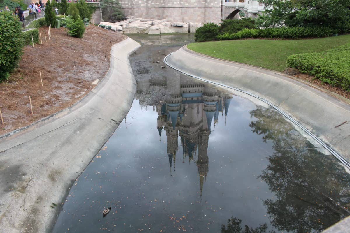 Cinderella Castle moat draining