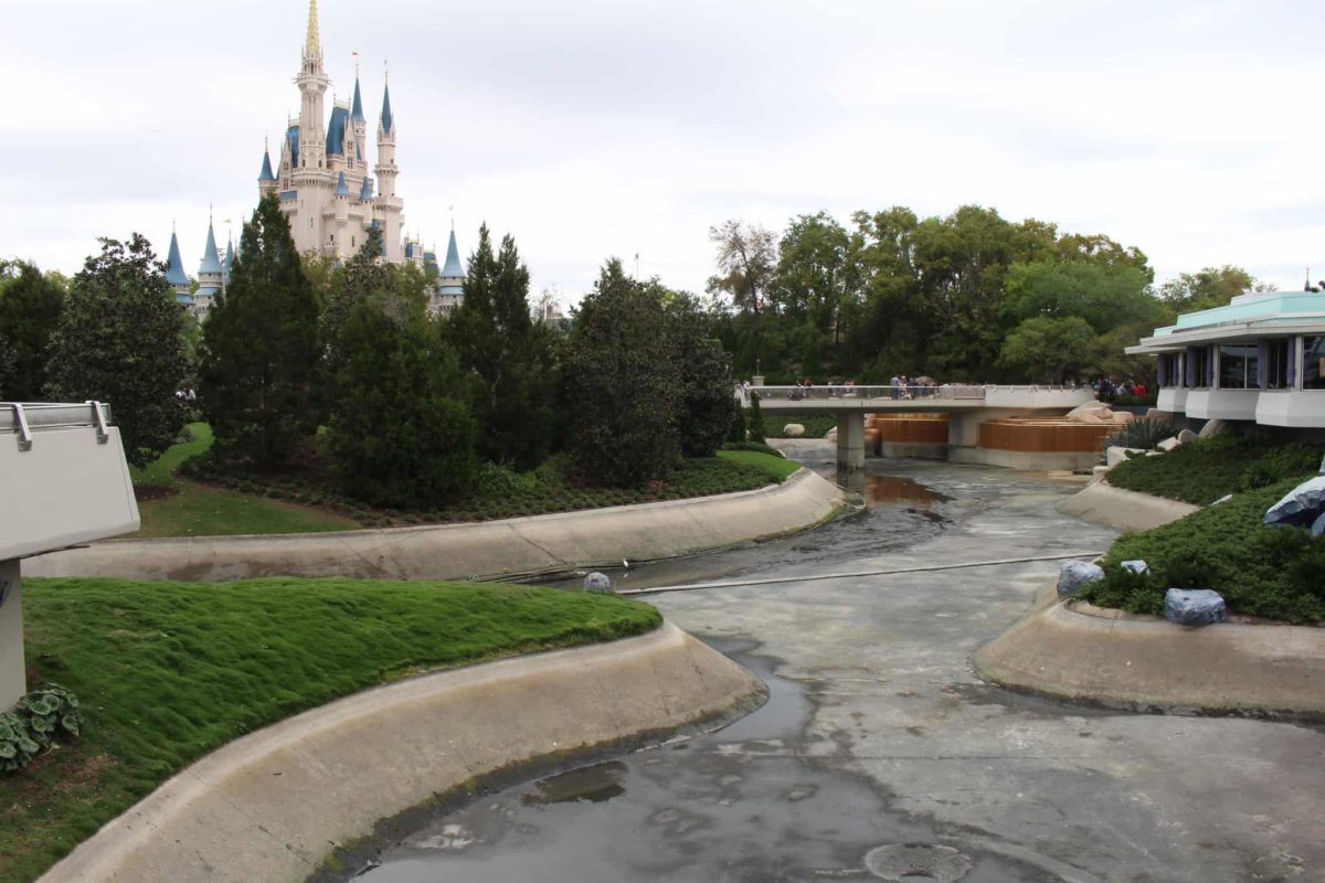 Cinderella Castle moat draining
