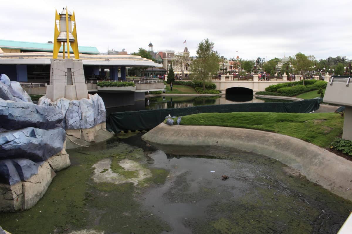 Cinderella Castle moat draining
