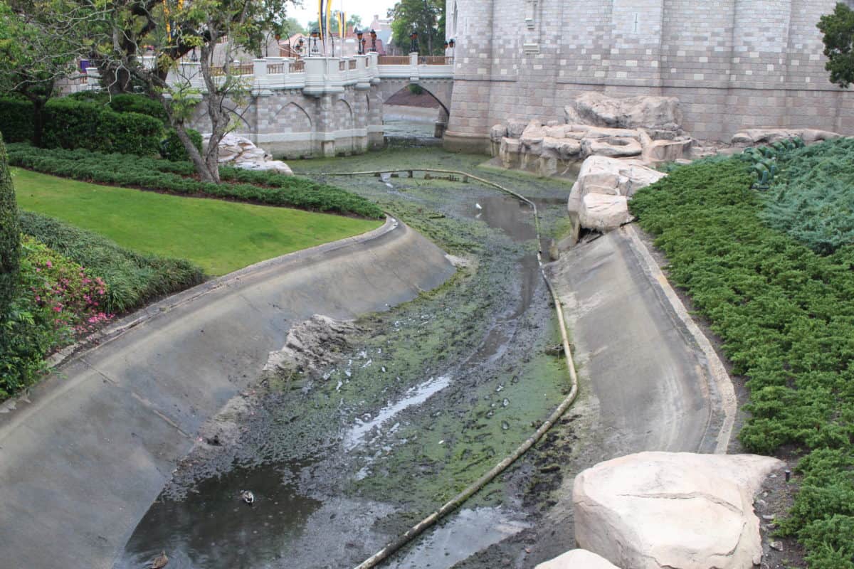 Cinderella Castle moat draining