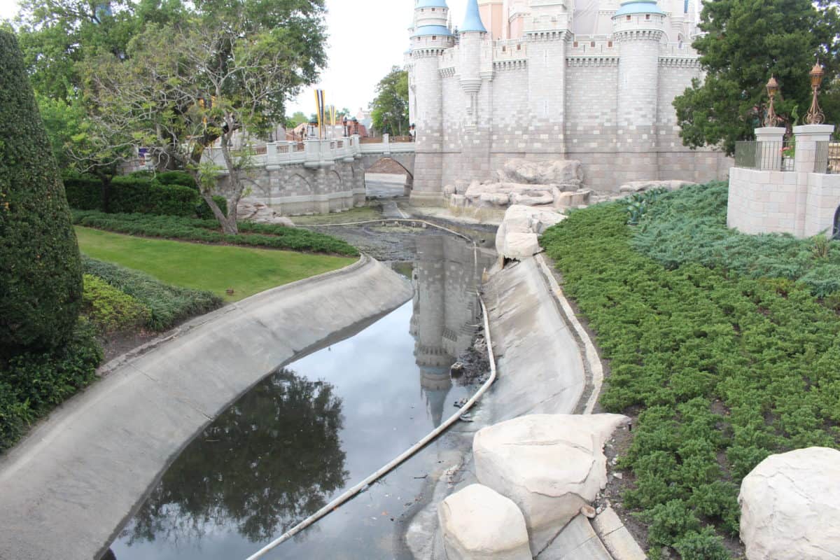Cinderella Castle moat draining