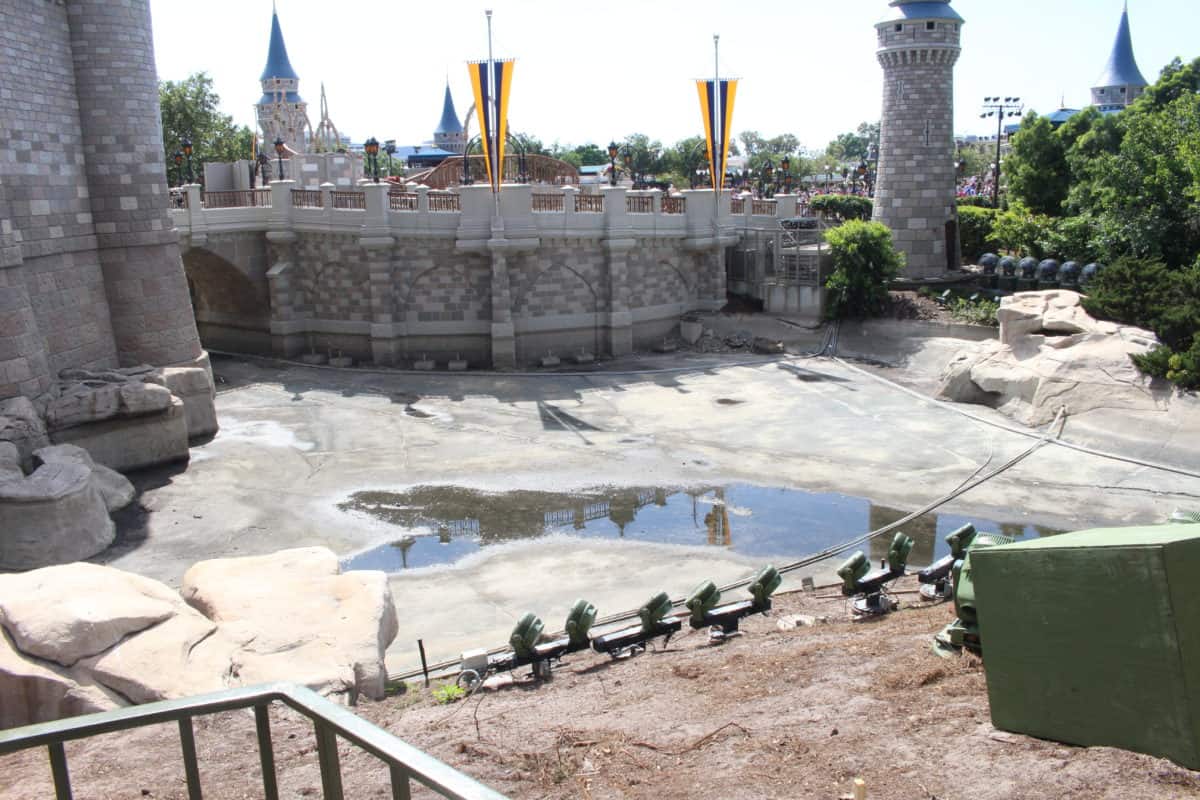 Cinderella Castle moat draining