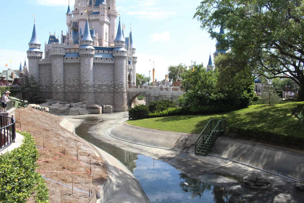 Cinderella Castle moat draining
